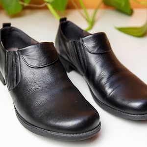 Vintage Black Leather Slide Shoes