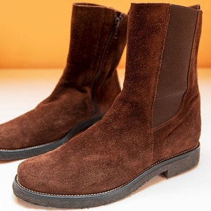 Vintage Brown Suede Leather Flat Ankle Boots