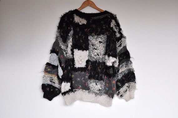 Vintage Oversized Handmade Fuzzy Textured Knit Sha