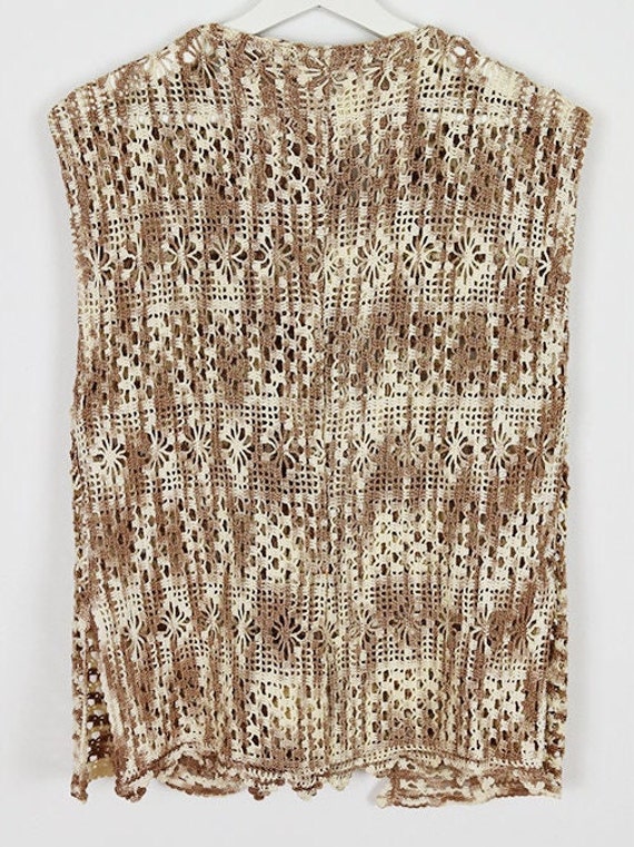 Vintage Beige and Brown Ombre Hand Crochet Vest - image 9