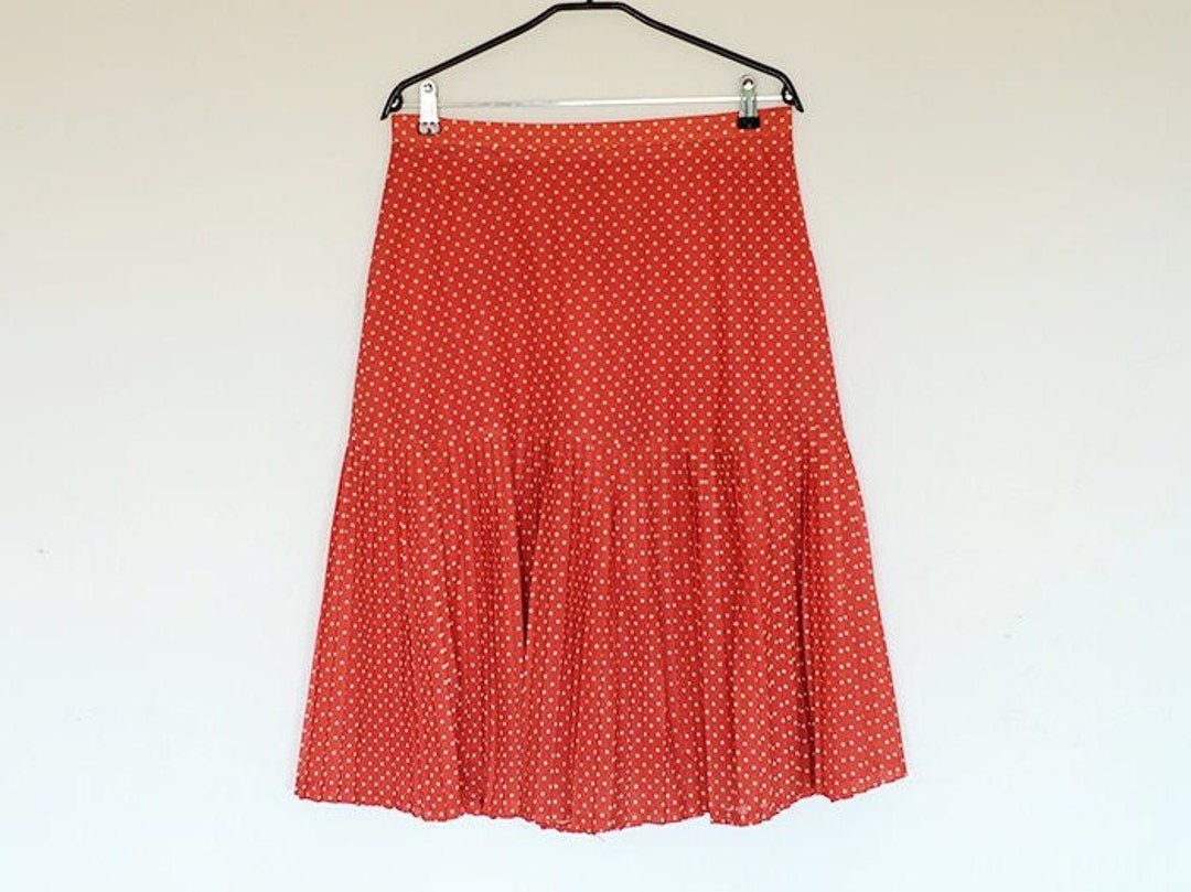 Vintage Oversized Red Polka Dot Drop Waist Pleated Midi Skirt - Etsy
