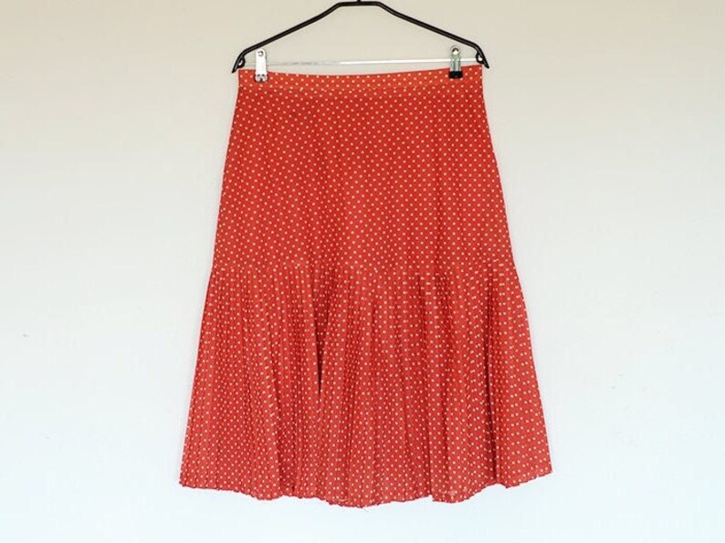 Vintage Oversized Red Polka Dot Drop Waist Pleated Midi Skirt Etsy