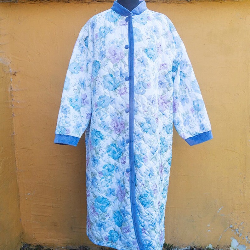 Vintage Pastel Floral Quilted Button up Robe - Etsy
