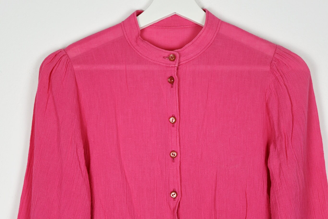 Vintage Hot Pink Semi Sheer Gauze Cotton Button up Puffy - Etsy Canada