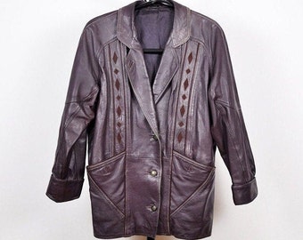 Vintage Maroon Leather Jacket