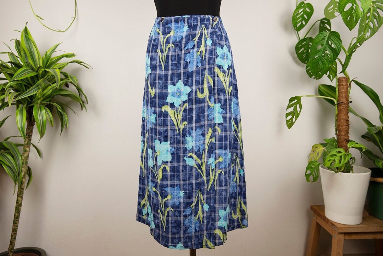 Navy floral 2025 skirt vintage