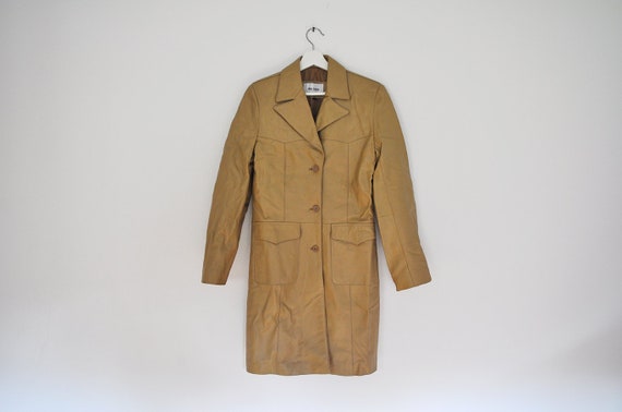 Vintage Tan Leather Trench Coat