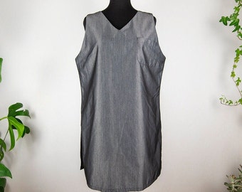 Vintage Metallic Grey Sleeveless Loose Fit Mini Tent Dress