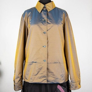 Vintage Irridescent Olive Green / Blue Padded Shirt Jacket