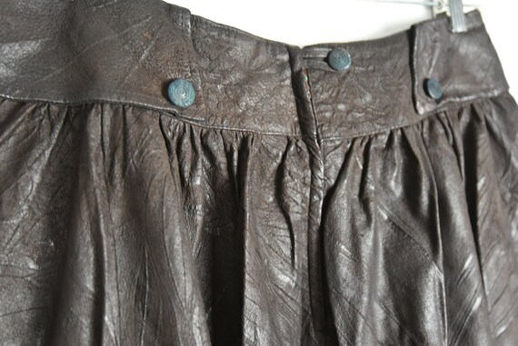 Vintage Dark Chocolate Brown Crinkled Leather Ful… - image 5