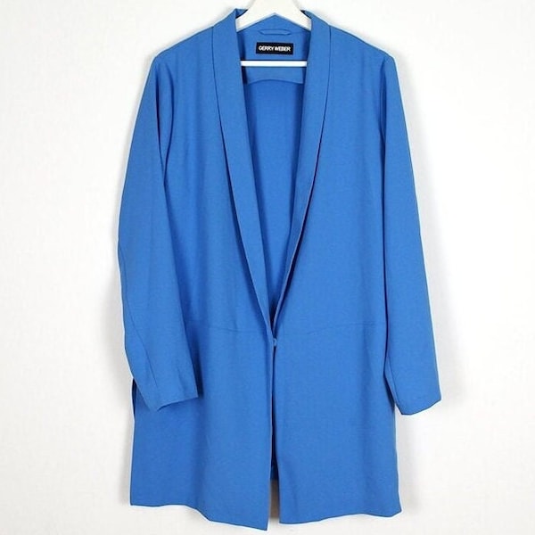 Vintage Blue Duster Oversized Long Blazer Jacket