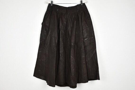 Vintage Dark Chocolate Brown Crinkled Leather Ful… - image 6