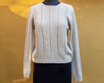 Pull en maille beige brillant vintage