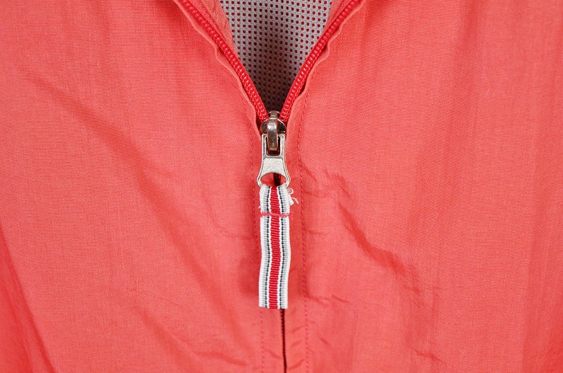 Vintage Peach Parka Windbreaker Long Jacket Zip Up Hooded Coat