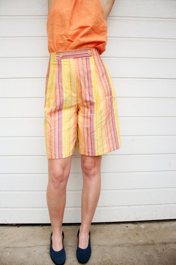 Vintage Sunrise in Vertical Stripes High Waist Lin