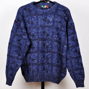 Vintage Oversized Navy Blau Fuzzy Strickpullover Pullover