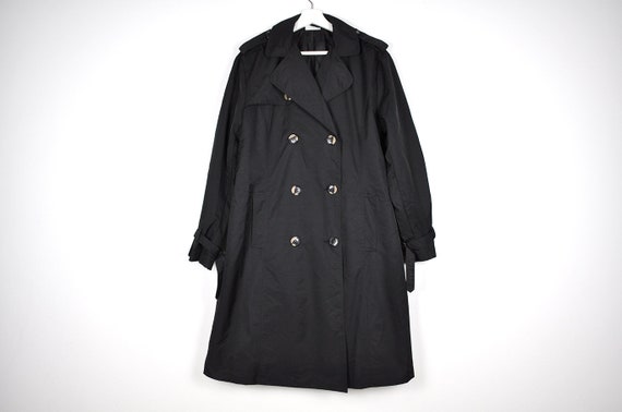 Vintage Black Double Breasted Trench Coat