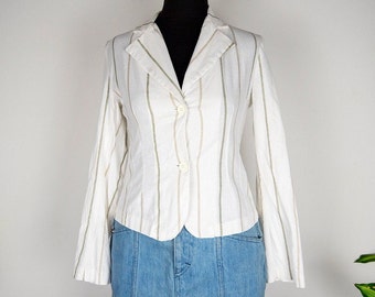 Vintage White Striped Lightweight Blazer Jacket