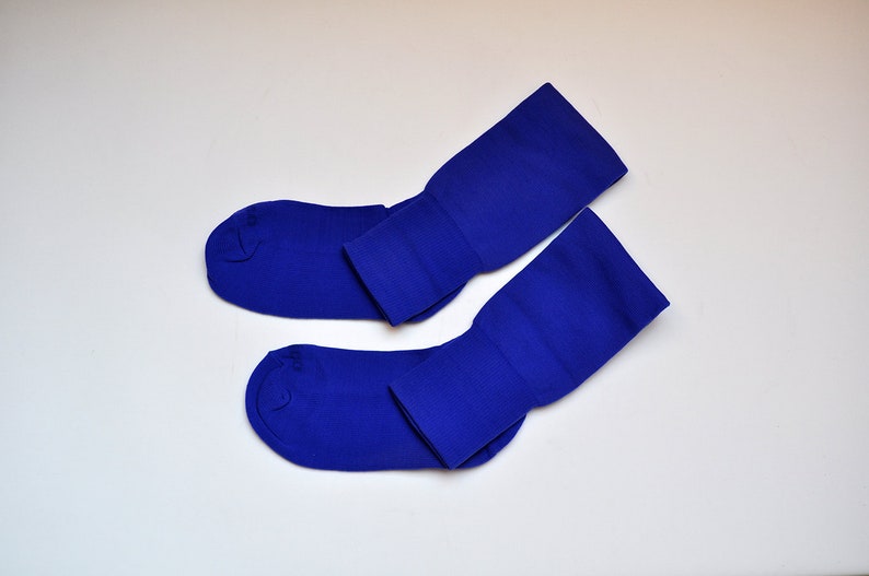Vintage Royal Blue Stretchy Knit Baseball Basketball Knee High Socks