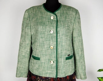 Vintage Green Linen Trachten Jacket