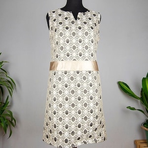 Vintage Platinum Metallic Brocade Sleeveless Mini Dress