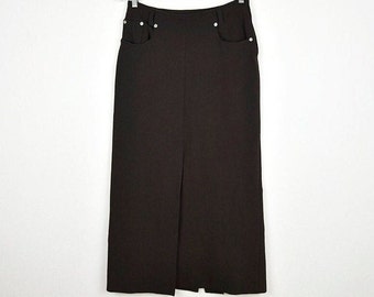 Vintage Brown Stretchy Knit Midi Skirt