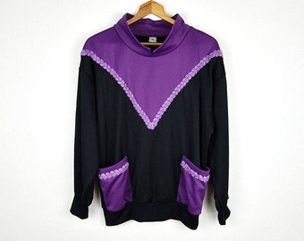 Vintage Black and Purple Long Sleeve Top