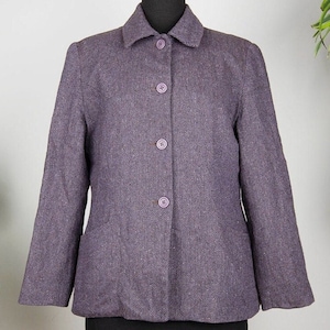 Vintage Purple Herringbone Minimalist Blazer Jacket