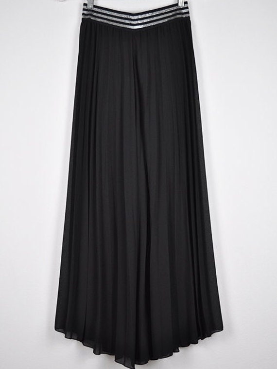 Vintage Black Pleated Semi Sheer Wide Leg Palazzo… - image 6