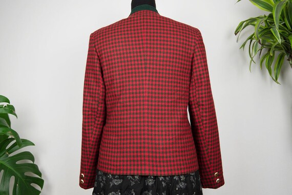 Vintage Red and Green Check Trachten Blazer Jacket - image 6