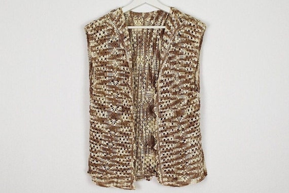 Vintage Beige and Brown Ombre Hand Crochet Vest - image 1