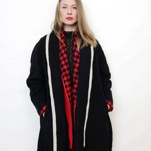 Vintage Black and White Wrap Coat image 2