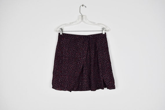 Vintage Plum Purple Printed Mini Wrap Skirt