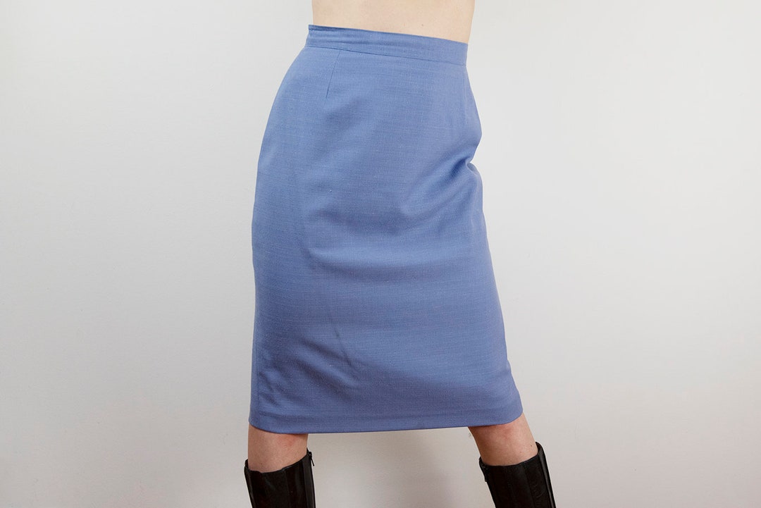 Vintage Powder Blue Midi Pencil Skirt Etsy