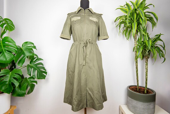 Vintage Khaki Short Sleeve Military 
