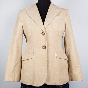 Giacca blazer classica in velluto a coste beige vintage