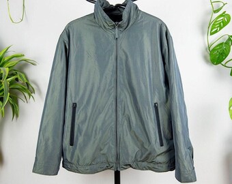 Vintage Irridescent Sage Green Zip Up Jacket