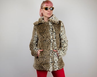 Vintage Cheetah Print Faux Fur Short Coat