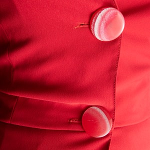 Vintage Red Trumpet Midi Skirt and Peplum Jacket Suit image 7