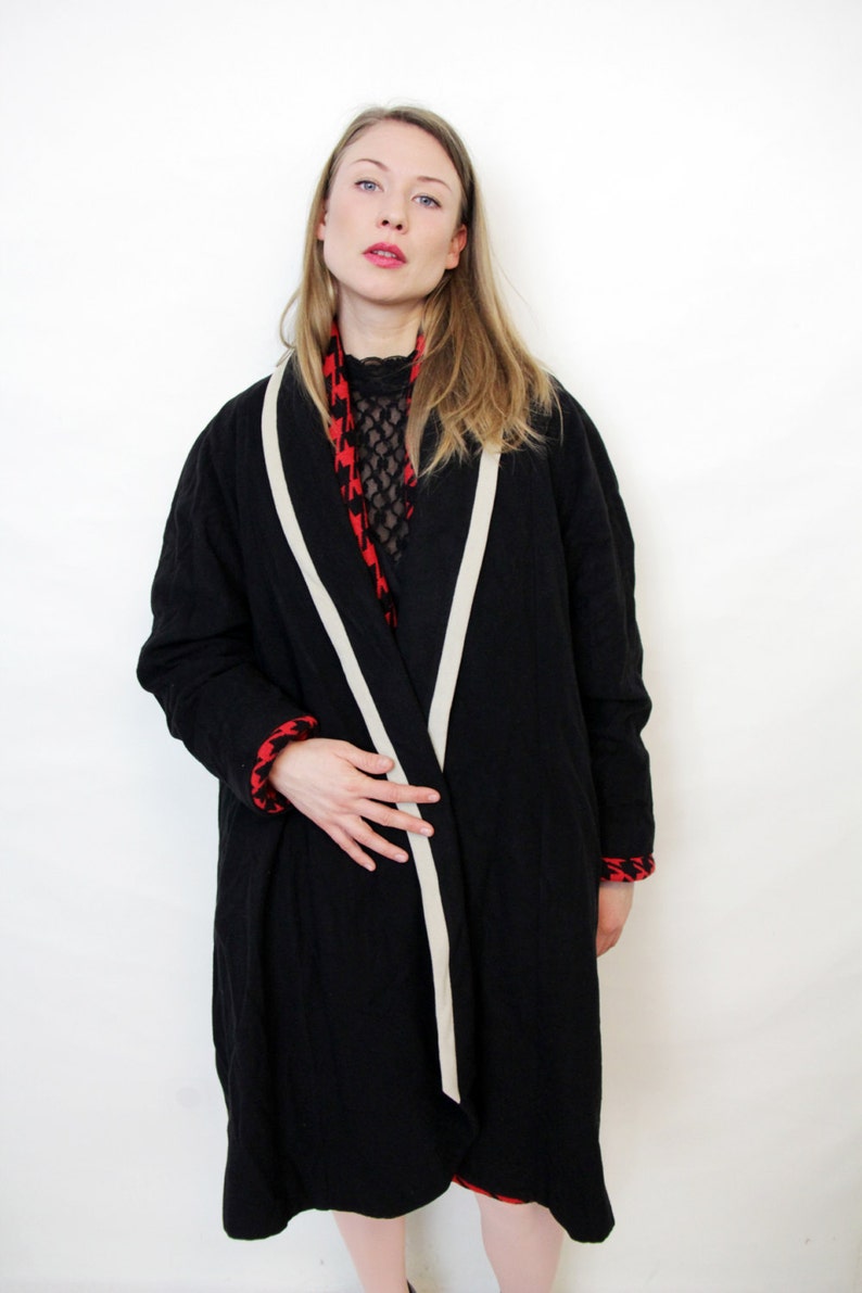 Vintage Black and White Wrap Coat image 3