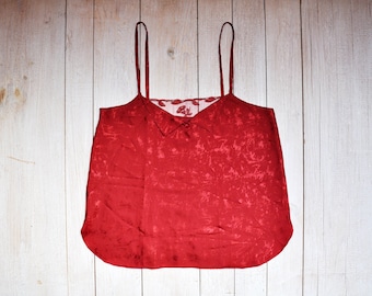 Vintage Red Spaghetti Straps Camisole Lingerie Tank Top