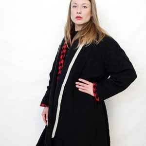 Vintage Black and White Wrap Coat image 4