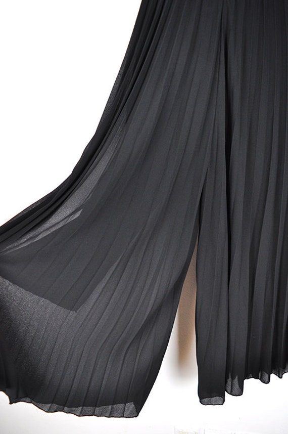 Vintage Black Pleated Semi Sheer Wide Leg Palazzo… - image 5