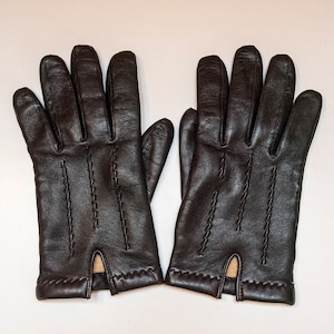 Vintage Black Leather Winter Gloves