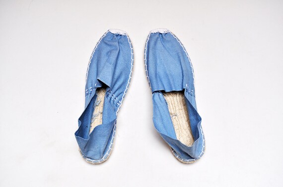 NOS Vintage Canvas Espadrilles Deadstock Blue Cott