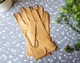 Vintage Camel Brown Leather Gloves