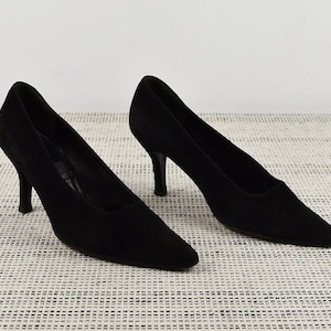 Vintage JOOP! Black Suede Leather Classic Pointed Toe Pumps