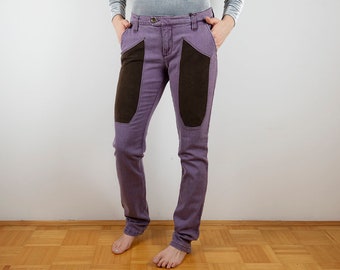 NOS Vintage Jeckerson Purple Denim Patchwork Straight Leg Pants