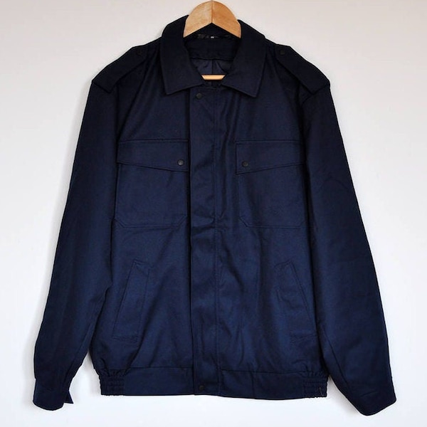 Blouson aviateur d'uniforme d'officier de poste bleu marine vintage