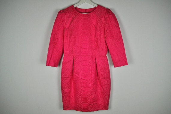 Vintage Hot Pink Long Sleeve Textured Reptile Pat… - image 1